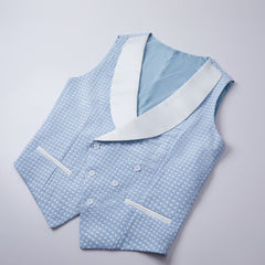 Stylish Sky Blue Fashion Dot Shawl-Lapel Wedding Suit for Men