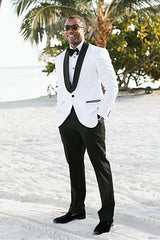 Unique White Shawl Lapel Two-Piece Wedding Suit for Men