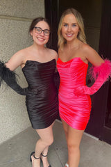 Red Tiered Tight Short Homecoming Dress/Mini Dress(Gloves are not Included)