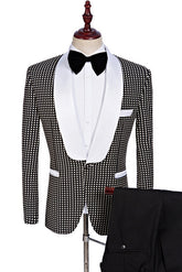 Fashion Black and White Shawl Lapel Two-Piece Wedding Suits