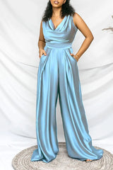 Silver Gray Chic Loose Sleeveless Women's Jump Suit