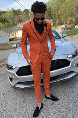 Casual Orange Bespoke Dinner Prom Suit with Three-Pieces for Man