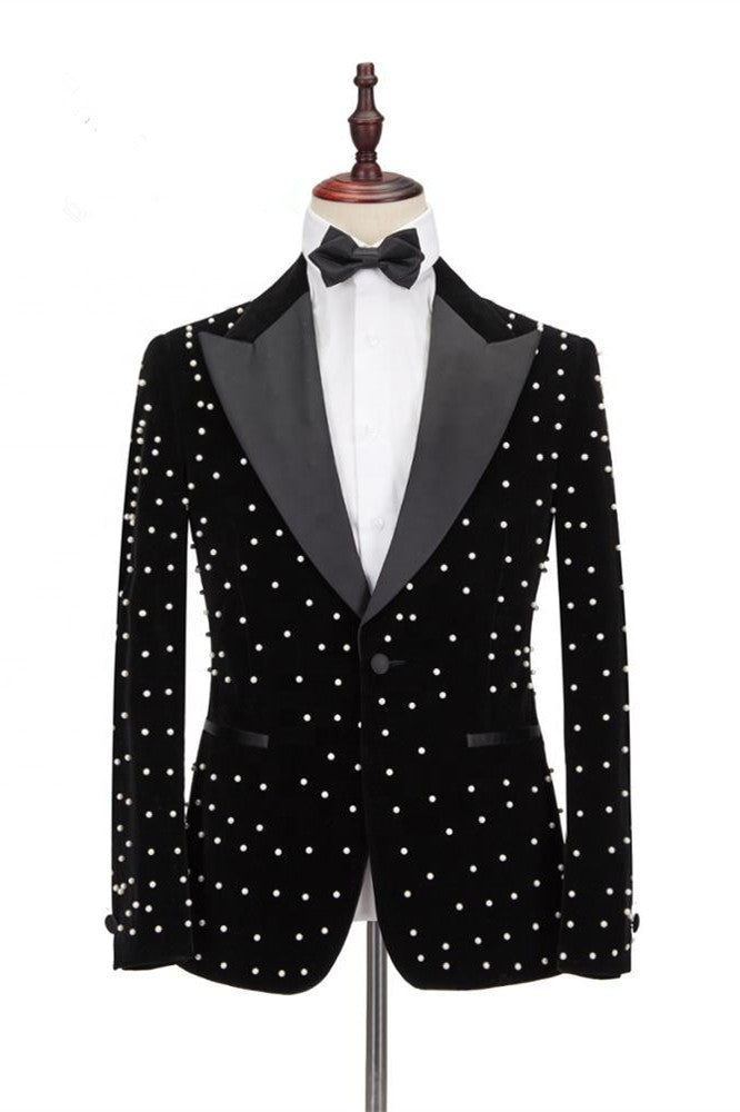 Gorgeous Casual Prom Outfits with Black Peaked Lapel for Guys
