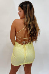 Sparkly Yellow Sequins One Shoulder Backless Tight Homecoming Dress/Mini Dress