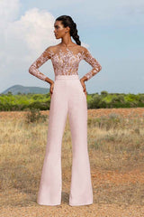 High-Grade White Embroidery Extraordinary Waist Slim Fit Party Jump Suit