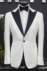 Beautiful Slim Fit White Peaked Lapel One Button Wedding Tuxedo