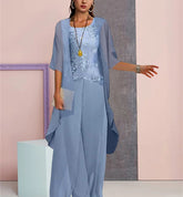 Elegant Mother of the Bride Jacket and Pantsuits in Chiffon
