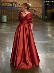 Elegant V-Neck A-Line Princess Gown for the Mother of the Bride