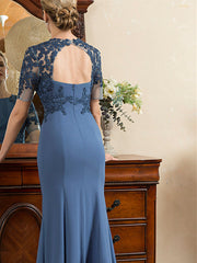 Short Sleeve Ankle-Length Trumpet/Mermaid Mother of the Bride Dress with Slit