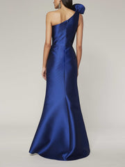One-Shoulder Sleeveless A-Line Princess Floor-Length Mother of the Bride Dress with Side Split