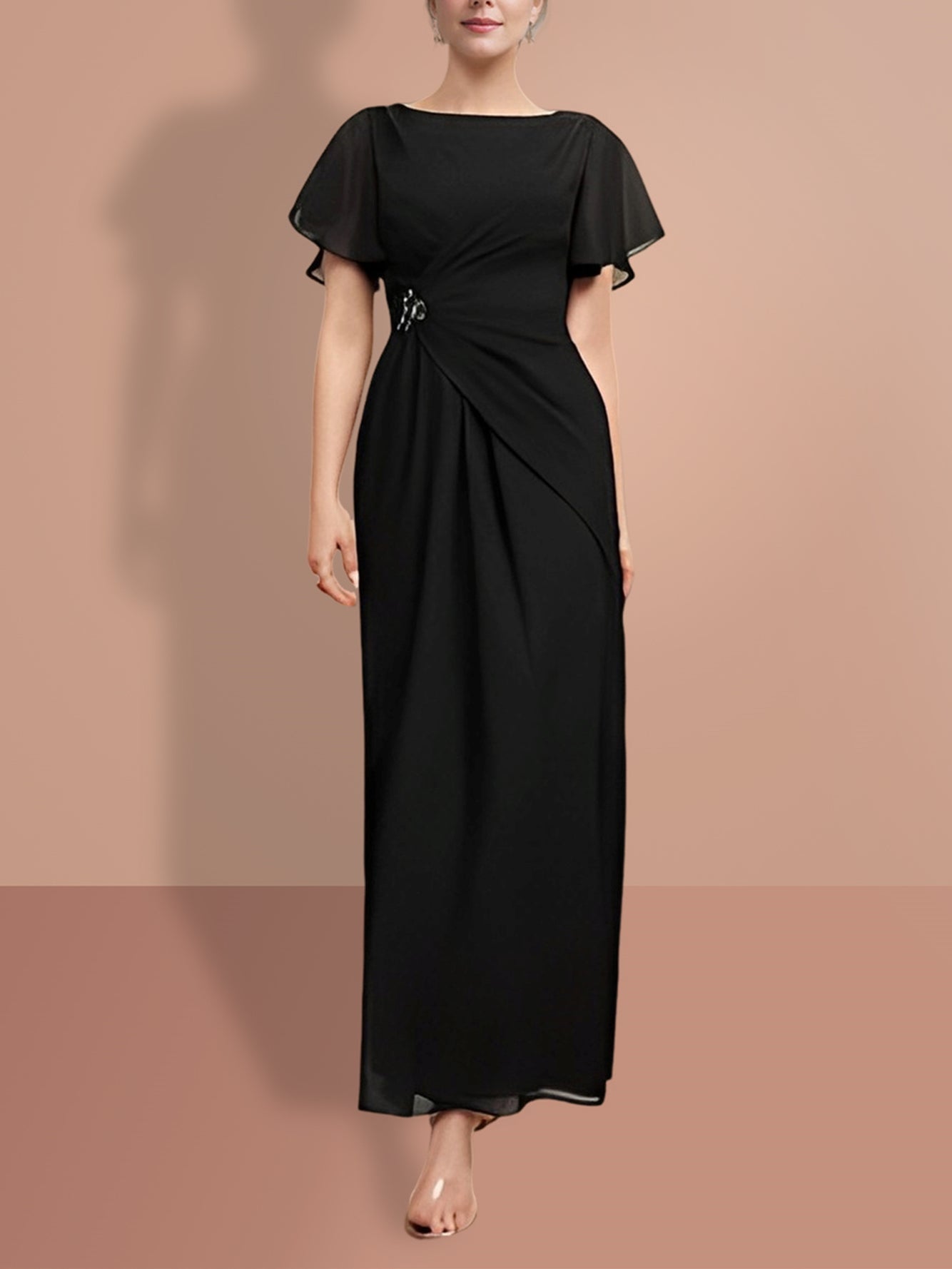 Short Sleeve Ankle-Length Sheath Mother of the Bride Dresses
