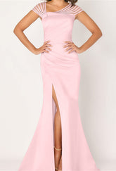 Asymmetrical Silk Satin Trumpet/Mermaid Mother of the Bride Dress with High Split