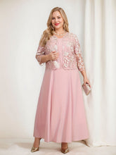 Plus Size Mother of the Bride A-Line/Princess Tea-Length Dress with 3/4 Sleeves Appliques & Jacket