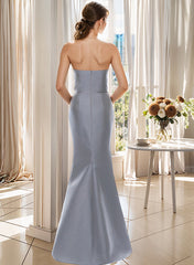 Plus Size Strapless Sleeveless Floor-Length Mother of the Bride Dress with Bowknot in Trumpet/Mermaid Style
