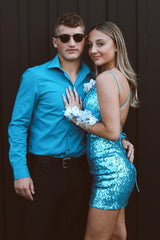 Sparkly Red Tight Sequins Backless Short Homecoming Dress/Mini Dress