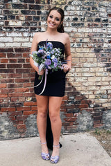 Royal Blue Strapless Tight Short Homecoming Dress/Mini Dress with Bowknot
