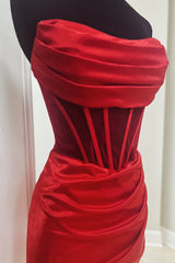 Red Corset Asymmetrical Tight Short Homecoming Dress/Mini Dress