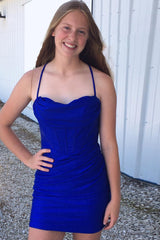 Simple Black Corset Tight Short Homecoming Dress/Mini Dress