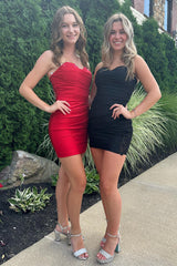 Glitter Red Sweetheart Tight Short Homecoming Dress/Mini Dress with Appliques