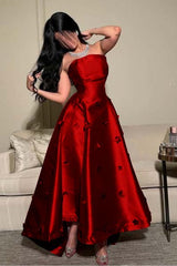 Strapless Sleeveless Long Formal Dress With Pleated Appliques