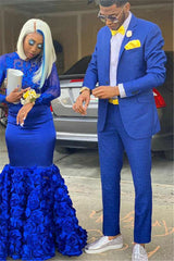 Elegant Royal Blue Notch Lapel Party Prom Suit for Man