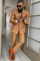 Fashion Best-Fitted Peaked Lapel with Double-Breasted Suits for Wedding Party