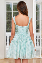 Sage Floral A-Line Corset Short Homecoming Dress/Mini Dress