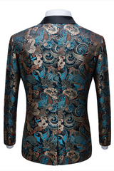 Advanced Black Peak Lapel Wedding Suit with Floral Jacquard