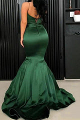 Spaghetti-Straps Green Mermaid Evening Dress