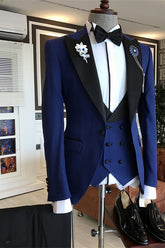 Stylish Best Dark Blue Peaked Lapel Wedding Suits for Groom