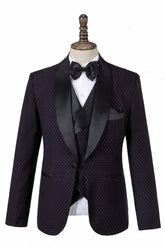 Classic Black Three-Piece Wedding Suit for Men with Shawl Lapel