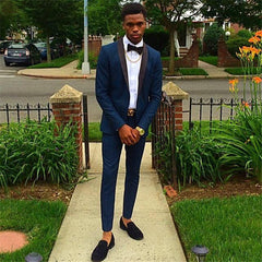 Navy Blue Casual Party Prom Suit for Man with Two Pieces