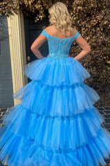Blue High Low Homecoming Dress/Mini Dress with Lace