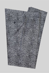 Khalil Gray Black Lapel Jacquard Wedding Men's Suits with Double-Breasted