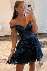 Sparkly Dark Red Corset Tiered Lace A-Line Short Homecoming Dress/Mini Dress