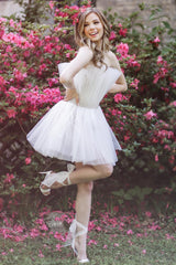 White Strapless A-Line Short Homecoming Dress/Mini Dress
