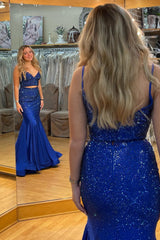 Royal Blue Mermaid Prom Dress with Hollow-Out Design