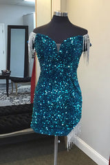 Sparkly Green Fringed Sequins Tight Short Homecoming Dress/Mini Dress