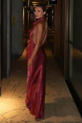 Halter Sleeveless Long Mermaid Formal Dress With Pleated Backless
