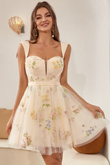 Champagne Cute A Line Sweetheart Short Homecoming Dress/Mini Dress
