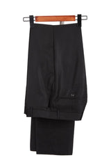 Classic Satin Double-Breasted Peak Lapel Black Men's Wedding Suit Groom Tuxedos
