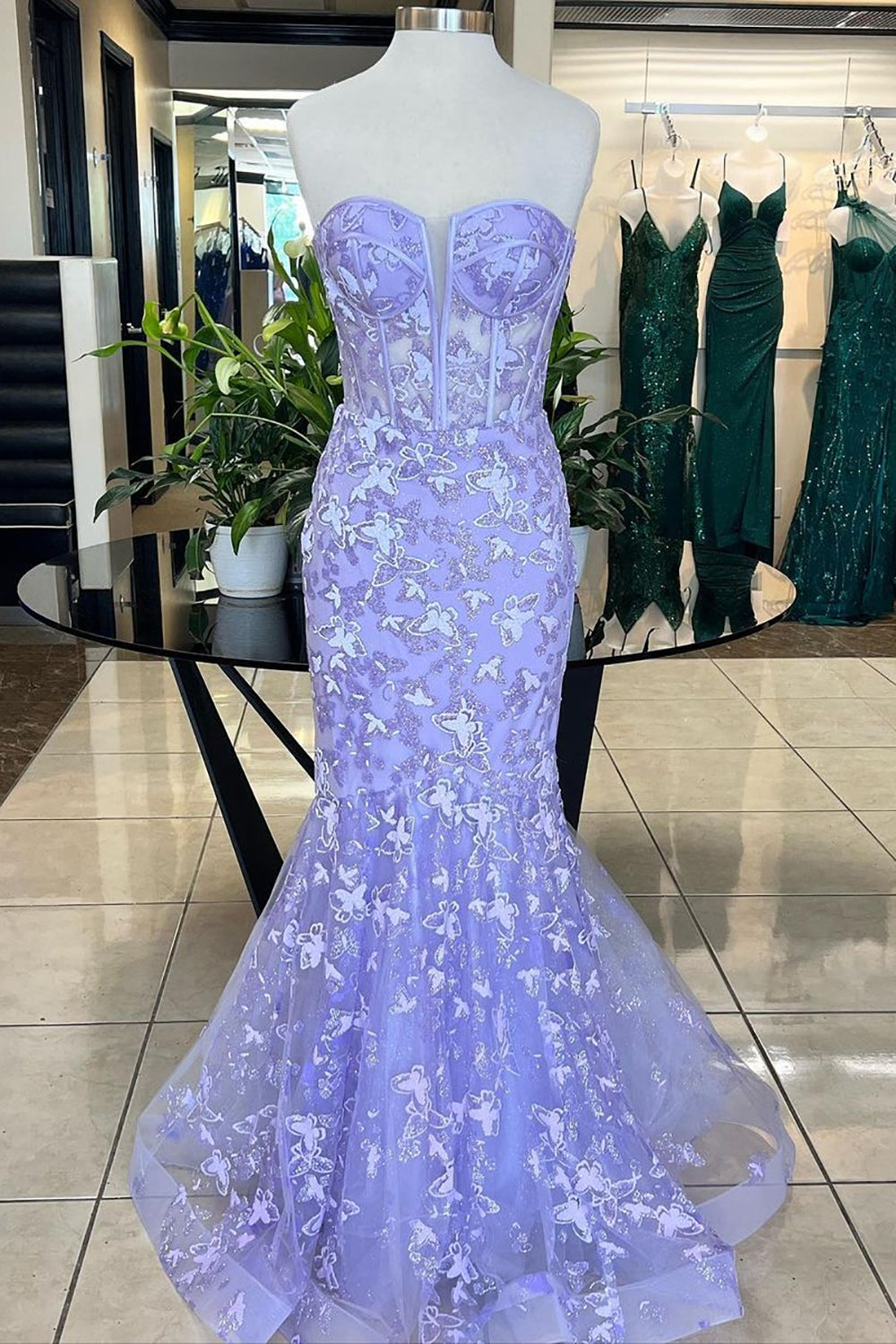 Elegant Purple Mermaid Sweetheart Corset Prom Dress Featuring Embroidery