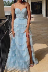 White Corset Prom Dress with Princess A Line and Ruffled Spaghetti Straps