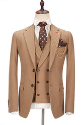 Fashion Brown Notched Lapel Dinner Bespoke Formal Man's Suit for Prom