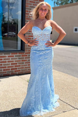 Strapless Black Prom Dress Featuring Appliques