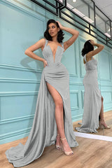 Mermaid Dark Green Evening Dress With Slit