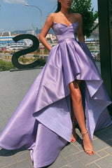 Red Sweetheart Prom Dress with High-Low Hem