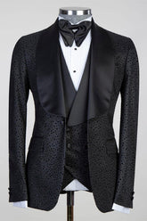 Modern Black Shawl Lapel Three-Piece Men's Suits for Wedding