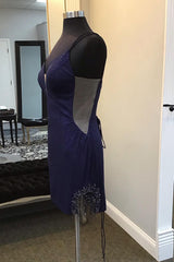 Sparkly Navy Fringed Tight Short Homecoming Dress/Mini Dress