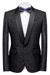 Classic Colin Shawl Lapel Black Jacquard Wedding Men's Suits